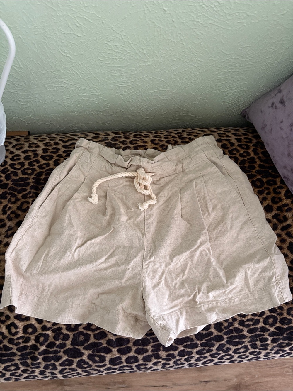 Madewell Cream Drawstring Linen-Blend High-Waist Shorts